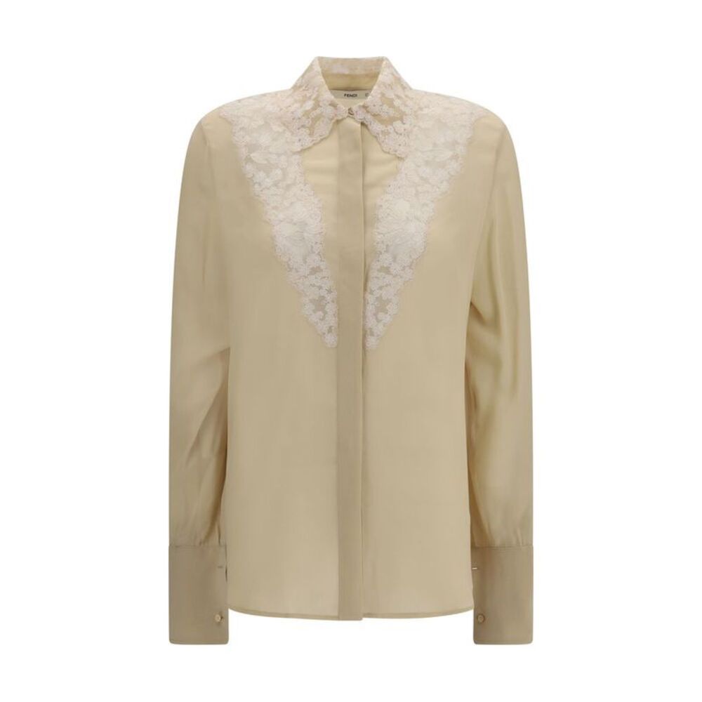 Fendi Beige Silk Dress Women's Shirt